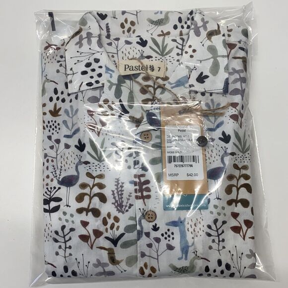 pastel 2 pc set short pant with raw edge cuff/collared CA shirt sz  7 kids New - Picture 13 of 14